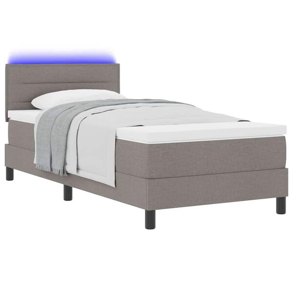 vidaXL Boxspring bed met matras met LED Taupe 90 x 190 cm Stof