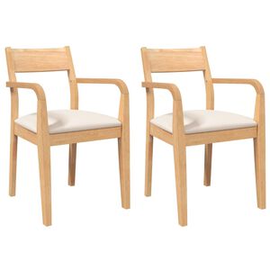 vidaXL Eetkamerstoelen met kussens 2 st massief hout naturel rubber