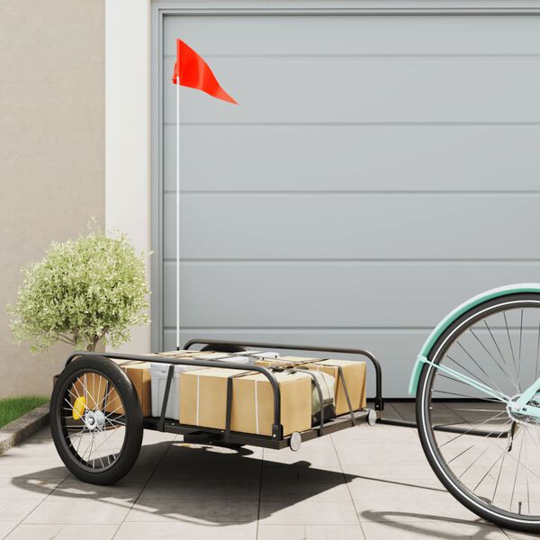 vidaXL Fietstrailer 135x70x37 cm ijzer zwart