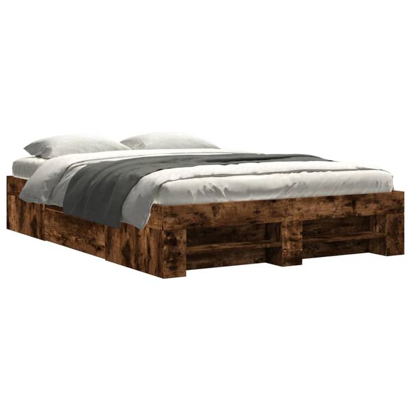 vidaXL Bedframe zonder matras hout gerookt eikenkleurig 140x200 cm