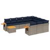 vidaXL 11-delige Loungeset met kussens poly rattan grijs