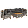 vidaXL 6-delige Loungeset met kussens poly rattan grijs