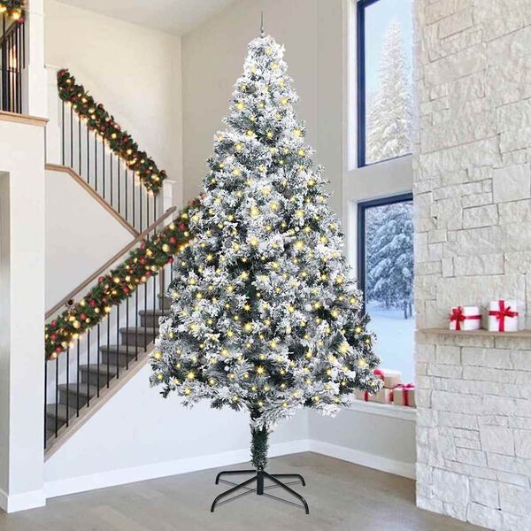 vidaXL Kunst kerstboom met verlichting en ballen Groen 400 cm PVC