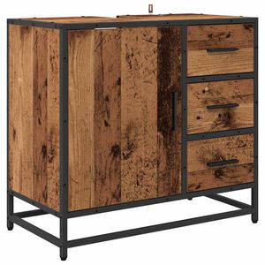 vidaXL Badkamerkast met lade Oud Hout 65 x 33 x 60 cm Bewerkt hout