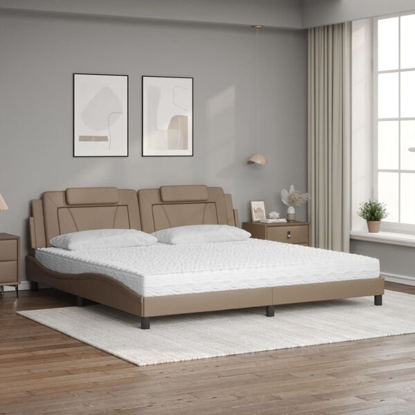 vidaXL Bed "Viana" met matras kunstleer cappuccinokleurig 200x200 cm