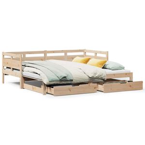 vidaXL Slaapbank met onderschuifbed en lades zonder matras 80x200 cm