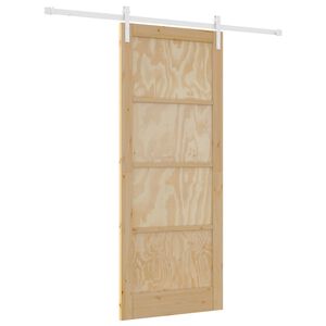 vidaXL Schuifdeur 86 x 211 cm Massief grenenhout Natuurlijk en Wit