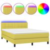 vidaXL Boxspring met matras en LED stof groen 140x200 cm