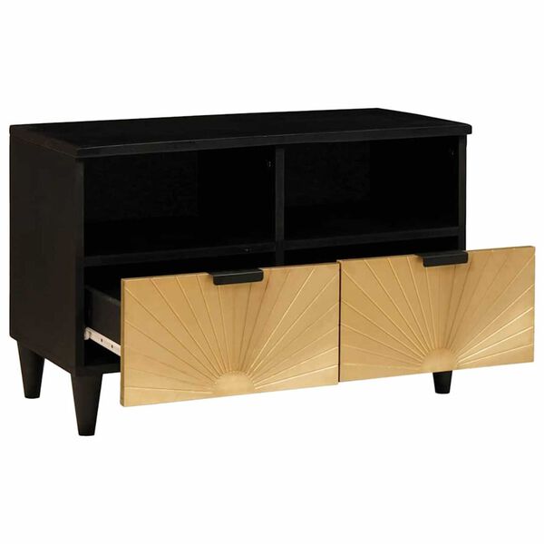 vidaXL TV-kast met lade Zwart en Goud 70 x 33 x 46 cm Bewerkt hout