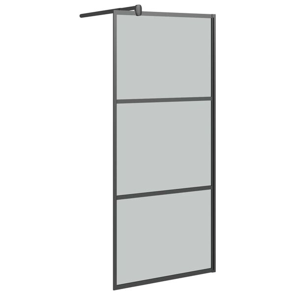 vidaXL Inloopdouchewand 80x195 cm donker ESG-glas zwart