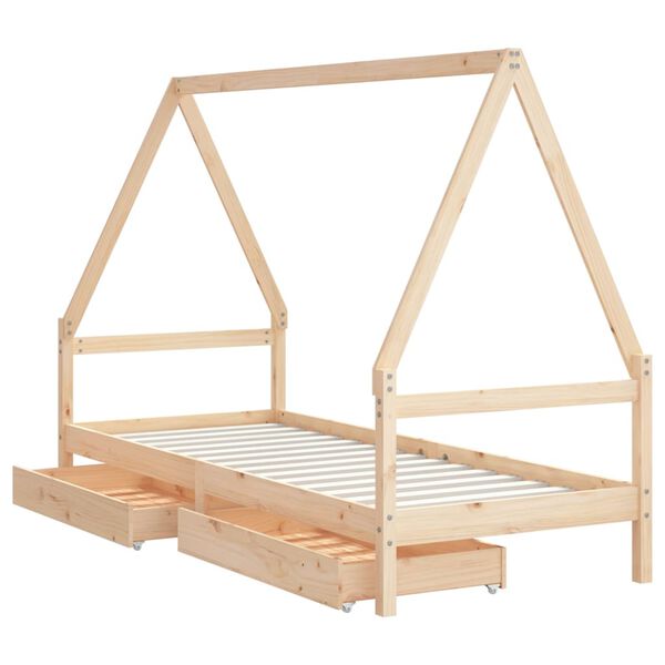vidaXL Kinderbedframe met lades 80x200 cm massief grenenhout