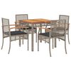 vidaXL 5-delige Tuinset met kussens poly rattan grijs