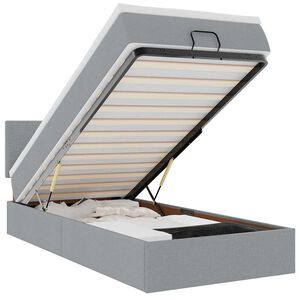 vidaXL Ottoman bed met matras en LED's 100x200 cm stof lichtgrijs