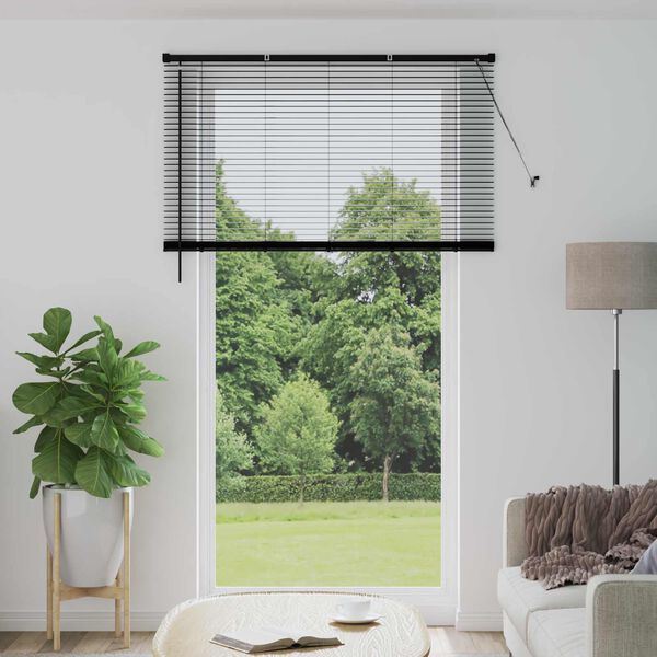 vidaXL Venetiaanse Blind Verstelbaar Zwart 213 x 130 cm PVC