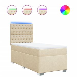 vidaXL Boxspring met matras stof cr&egrave;mekleurig 90x200 cm