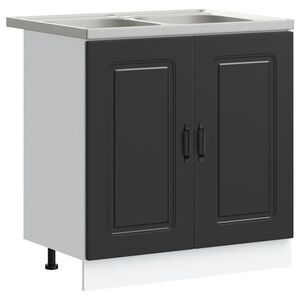 vidaXL Keukenkast Kalmar Zwart 80 x 46 x 81,5 cm Bewerkt hout