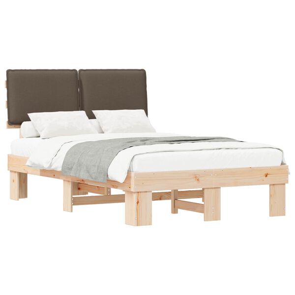 vidaXL Bedframe met Gevoerd Hoofdgedeelte Taupe 120 x 190 cm
