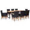 vidaXL 9-delige Tuinset poly rattan en acaciahout zwart
