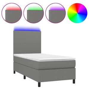 vidaXL Boxspring met matras en LED stof donkergrijs 80x200 cm