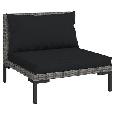 vidaXL 11-delige Loungeset met kussens poly rattan donkergrijs