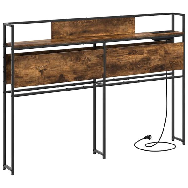 vidaXL Opberghoofdbord met plank Gerookt eiken 135 cm Bewerkt hout