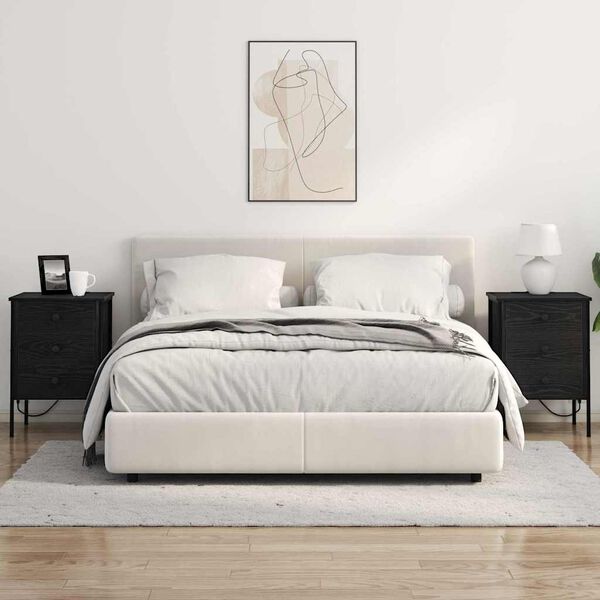 vidaXL Nachtkastje met lade Zwart Eiken 42 x 41 x 61 cm Bewerkt hout