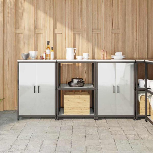 vidaXL Keukenopslag set met plank 3 pcs Zilver Gegalvaniseerd staal