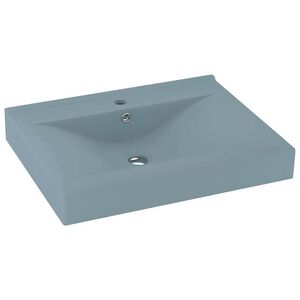 vidaXL Wastafel met kraangat 60x46 cm keramiek mat lichtblauw