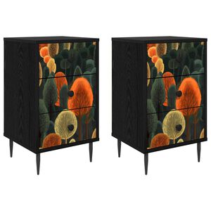 vidaXL Nachtkastje ZAANDAM 2 st Zwart eiken 36 x 33 x 61 cm
