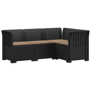 vidaXL 4-Zits Tuin Sofa met Kussens Rattan Look PP Antraciet