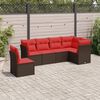 vidaXL 6-delige Loungeset met kussens poly rattan bruin