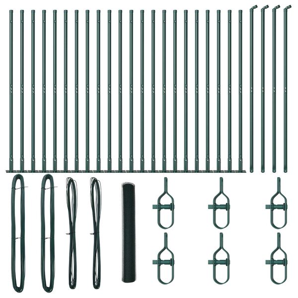 vidaXL Afrasteringspaal Groen 50 x 1,2 m (25 mm gaas) Staal en PVC