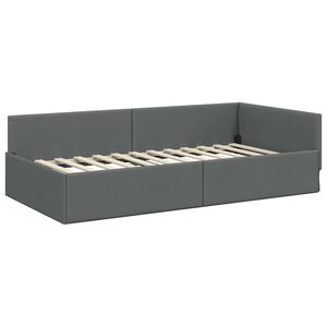vidaXL Hoekbedframe Donkergrijs 100 x 203 cm Stof