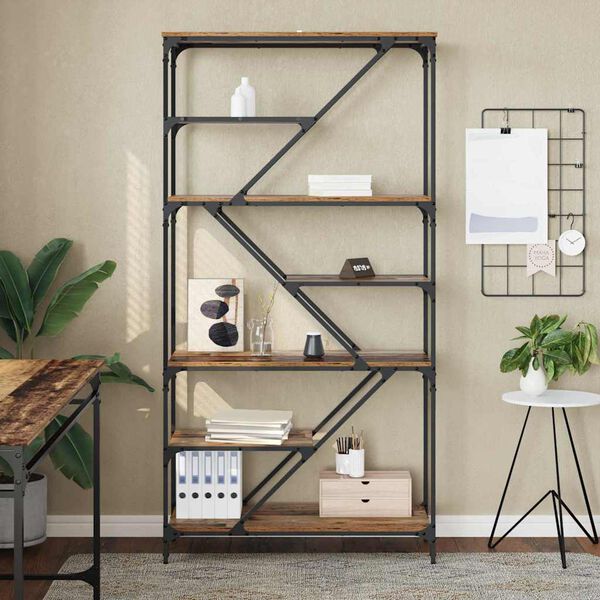 vidaXL Boekenkast Oud Hout 91 x 36 x 176 cm Bewerkt hout