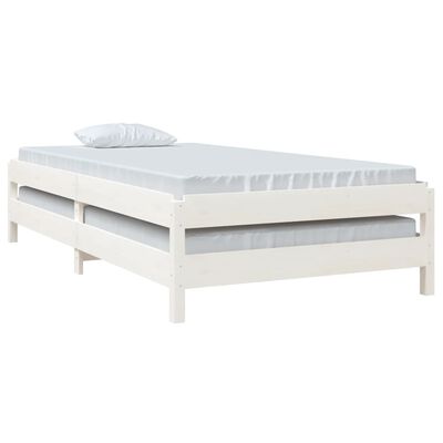 vidaXL Bed stapelbaar 100x200 cm massief grenenhout wit