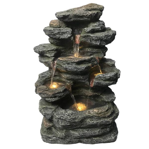 HEISSNER Terrasfontein met LED steen 42x29x60 cm grijs