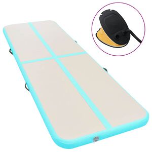 vidaXL Gymnastiekmat met pomp opblaasbaar 300x100x10 cm PVC groen