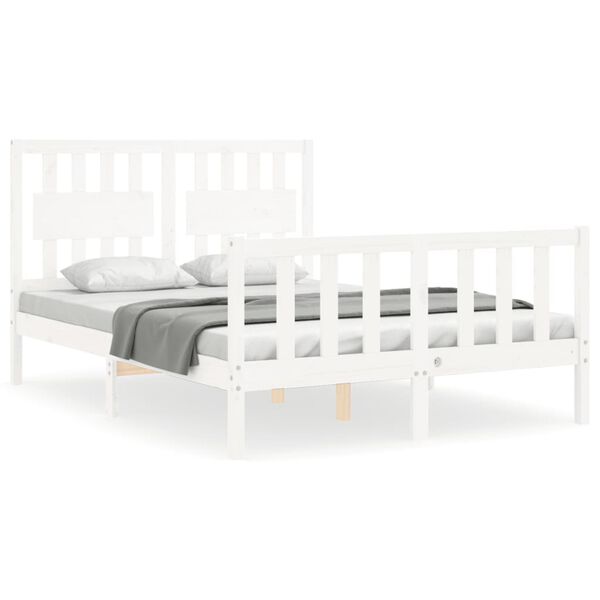 vidaXL Bedframe zonder matras massief grenenhout wit 140x200 cm