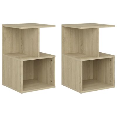 vidaXL Nachtkastjes 2 st 35x35x55 cm bewerkt hout sonoma eikenkleurig