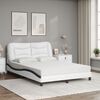 vidaXL Bed met matras "Hvar" kunstleer wit en zwart 140x200 cm