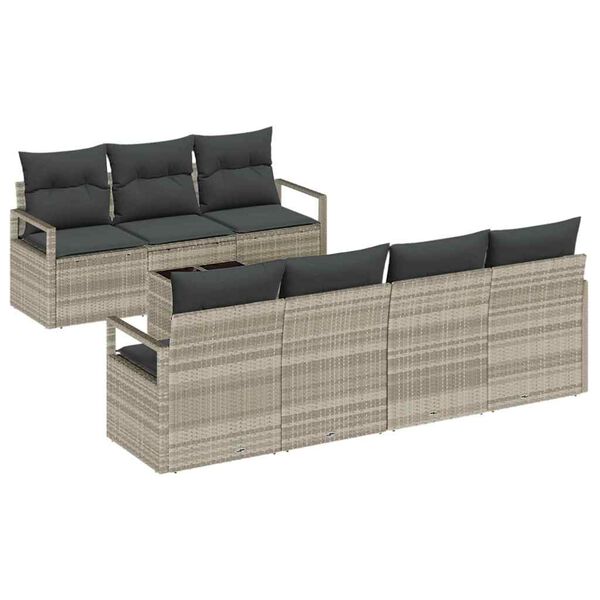 vidaXL Tuin Sofa Set 8 pcs Licht Grijs en Donker Grijs poly rattan
