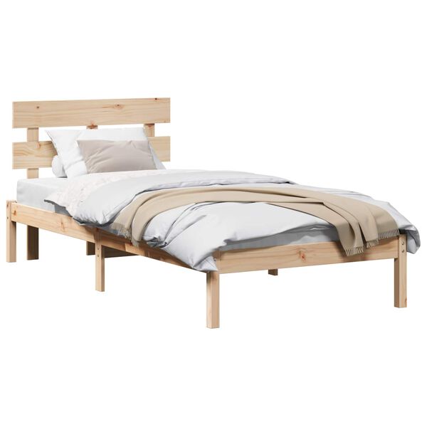vidaXL Bedframe met hoofdeinde Bruin 80 x 200 cm Massief grenenhout