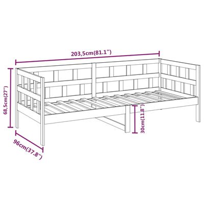 vidaXL Slaapbank massief grenenhout grijs 90x200 cm