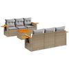 vidaXL 7-delige Loungeset met kussens poly rattan beige