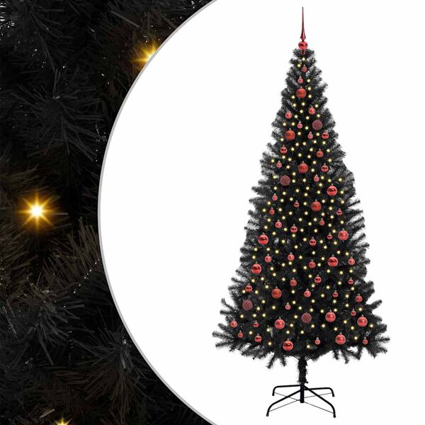 vidaXL Kerstboom met 300 LED met standaard Zwart 210 cm PVC