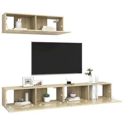 vidaXL Tv-meubelen 3 st bewerkt hout sonoma eikenkleurig
