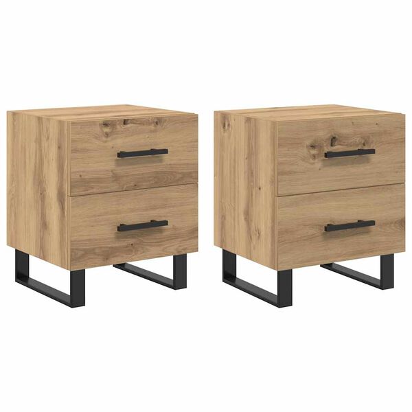 vidaXL Nachtkastje 2 pcs Artisan Eiken 40 x 35 x 47,5 cm Bewerkt hout