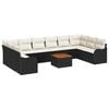 vidaXL Tuinbankenset met kussen 11 pcs Zwart poly rattan