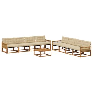 vidaXL Buiten bankenset 9 st 8-zits Natuurlijk en Beige