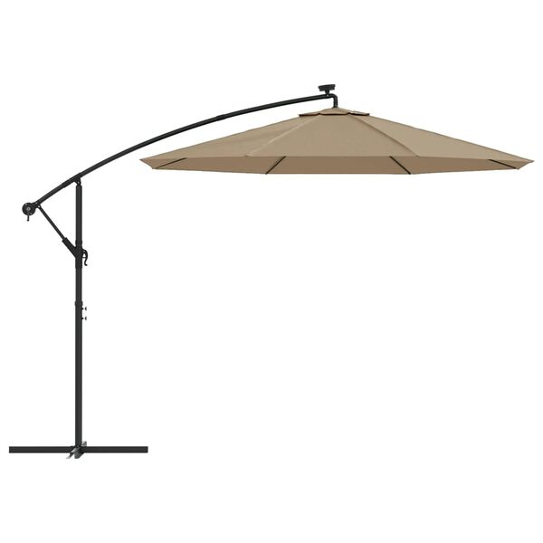 vidaXL Zweefparasol met LED-verlichting stalen paal 300 cm taupe